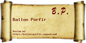 Ballon Porfir névjegykártya